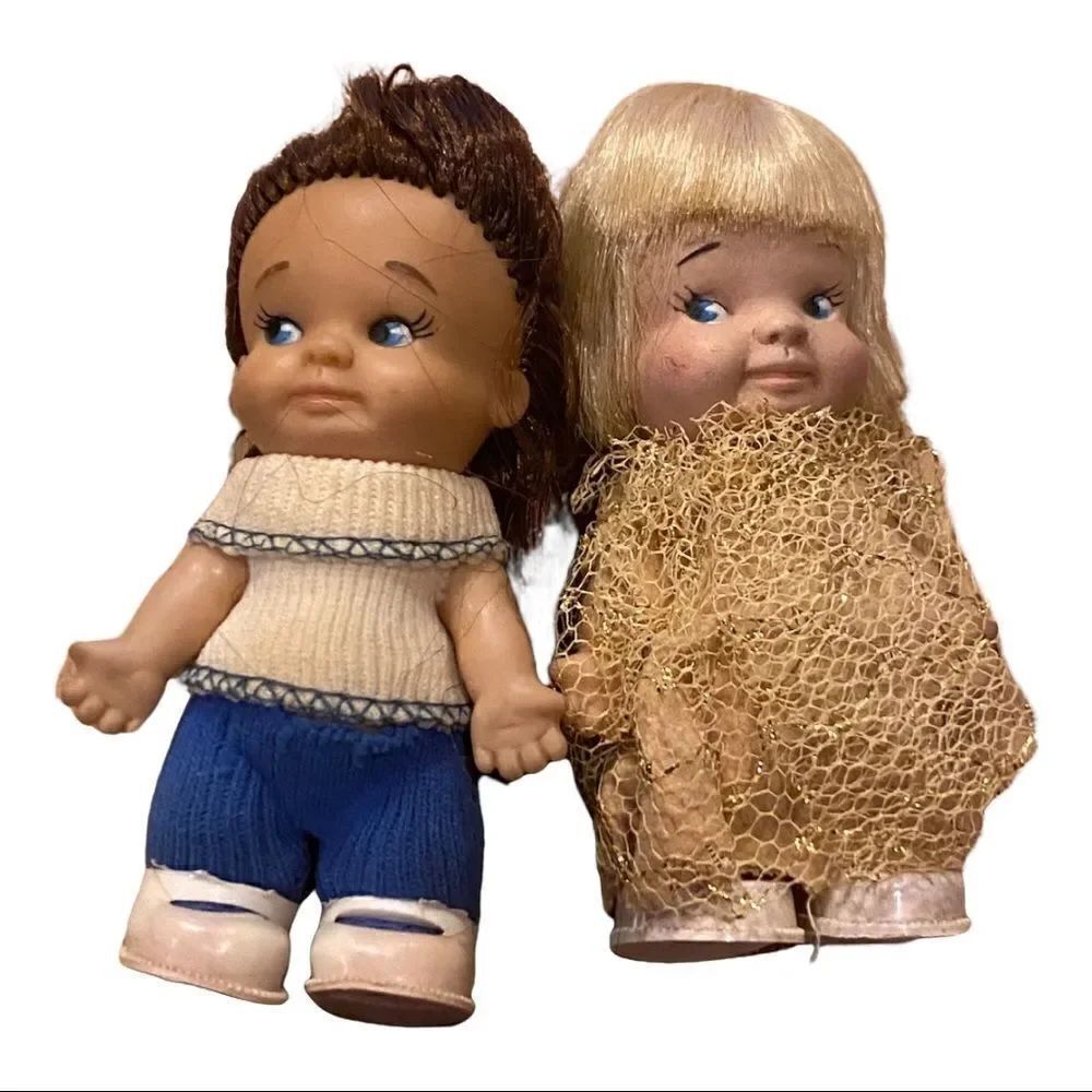 Vintage mini dolls, real clothes with snaps n detail